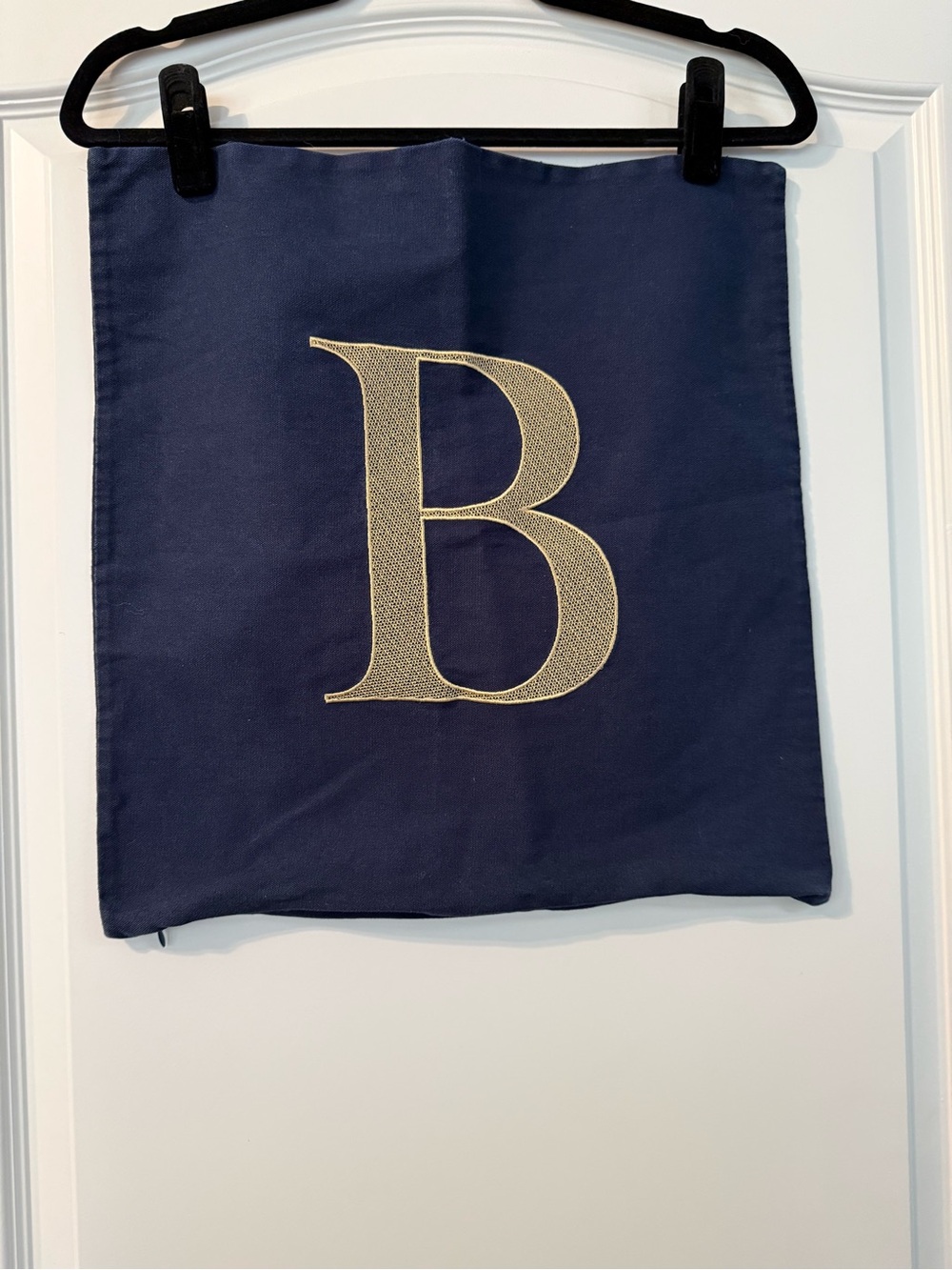 Thirty-One Monogram 'B' Navy Throw Pillow Cover with Yellow Letter
